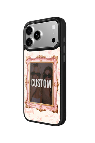 Side view and button details of custom monogram iPhone case by MultiCustomize