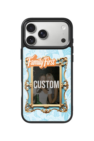 Custom Photo iPhone 17 Pro Max Case, Family Sky Blue Vintage Frame Design by MultiCustomize