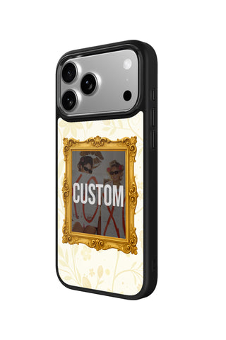 Side view and button details of custom monogram iPhone case by MultiCustomize