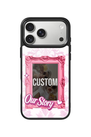 Flat lay view of personalized lover rose vintage frame Photo design on custom iPhone 17 Pro Max case by MultiCustomize
