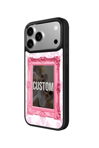 Side view and button details of custom monogram iPhone case by MultiCustomize