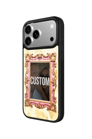 Side view and button details of custom monogram iPhone case by MultiCustomize