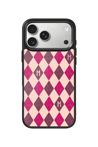 Custom initial iPhone 17 Pro Max Case, Berry Argyle Design by MultiCustomize