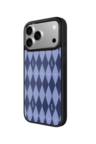 Side view and button details of custom monogram iPhone case by MultiCustomize