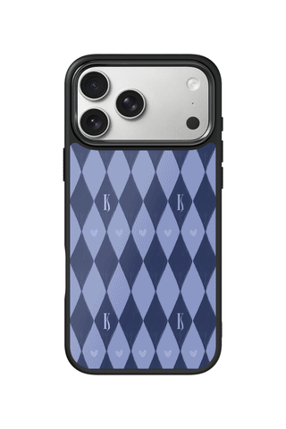 Custom initial iPhone 17 Pro Max Case, Gray Argyle Design by MultiCustomize