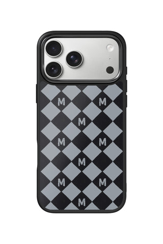 Custom initial iPhone 17 Pro Max Case, Gray Argyle Design by MultiCustomize