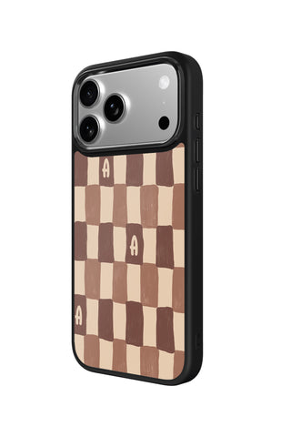 Side view and button details of custom monogram iPhone case by MultiCustomize