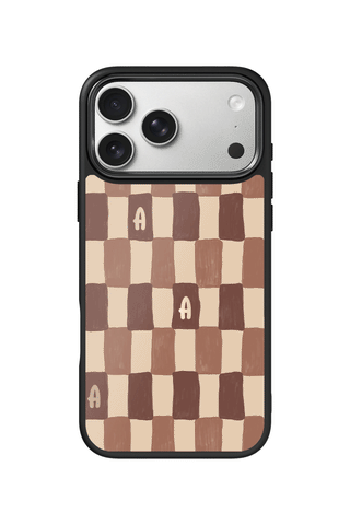 Custom initial iPhone 17 Pro Max Case, Mocha Check Design by MultiCustomize