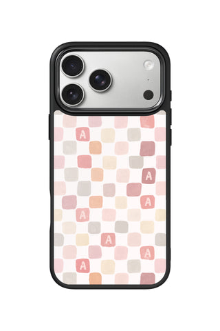 Custom initial iPhone 17 Pro Max Case, Watercolor Checkers Design by MultiCustomize