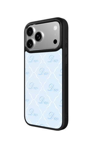 Side view and button details of custom monogram iPhone case by MultiCustomize