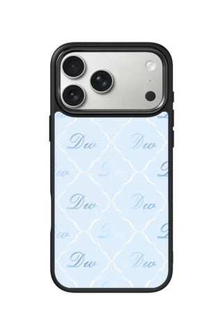 Custom Initials iPhone 17 Pro Max Case, Blue Lattice Design by MultiCustomize
