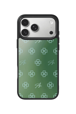 Custom initials iPhone 17 Pro Max Case, Lucky Heart Clover Design by MultiCustomize