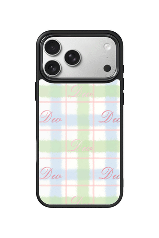 Custom Initials iPhone 17 Pro Max Case, Pastel Watercolor Plaid Design by MultiCustomize