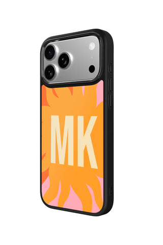 Side view and button details of custom monogram iPhone case by MultiCustomize