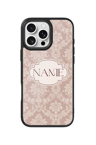Flat lay view of personalized romantic aesthetic monogram design on custom iPhone 16 Pro Max case by MultiCustomize