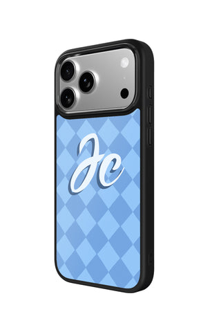 Side view and button details of custom monogram iPhone case by MultiCustomize