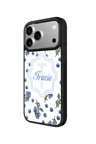 Side view and button details of custom monogram iPhone case by MultiCustomize