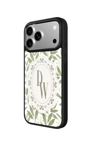 Side view and button details of custom monogram iPhone case by MultiCustomize