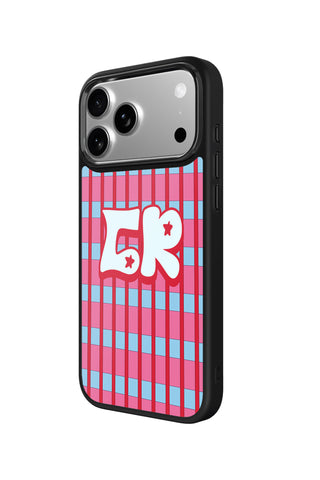 Side view and button details of custom monogram iPhone case by MultiCustomize