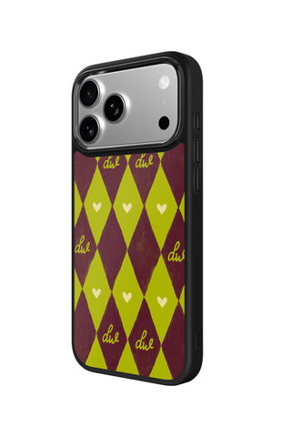 Side view and button details of custom monogram iPhone case by MultiCustomize