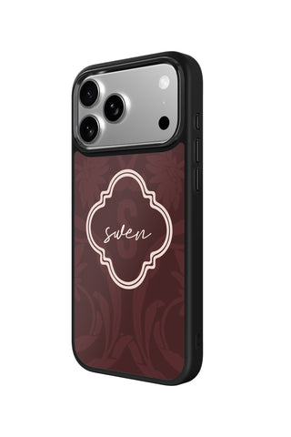 Side view and button details of custom monogram iPhone case by MultiCustomize