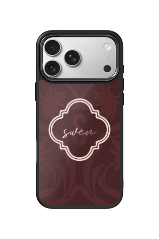 Custom Monogram iPhone 17 Pro Max Case, Burgundy Garden Design by MultiCustomize