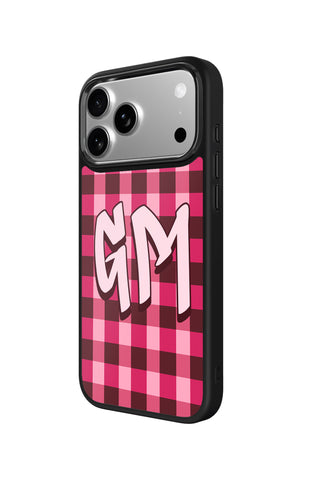 Side view and button details of custom monogram iPhone case by MultiCustomize