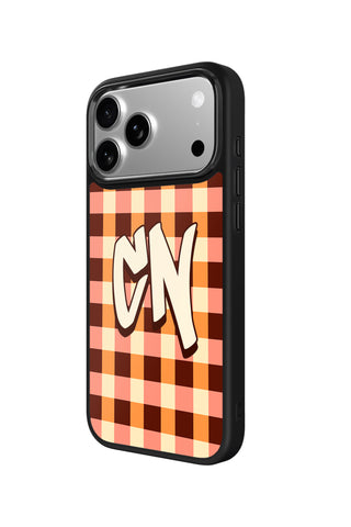 Side view and button details of custom monogram iPhone case by MultiCustomize