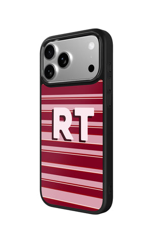 Side view and button details of custom monogram iPhone case by MultiCustomize