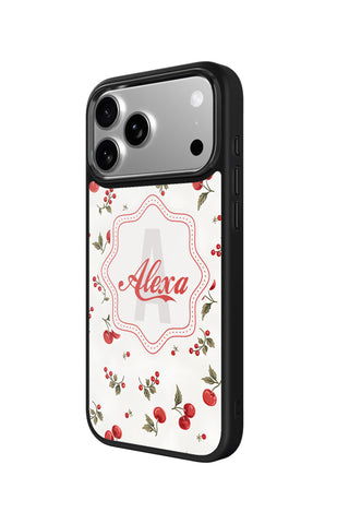 Side view and button details of custom monogram iPhone case by MultiCustomize
