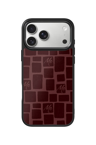 Custom Monogram iPhone 17 Pro Max Case, Dark Cherry Bricks Design by MultiCustomize