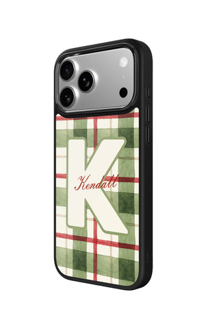 Side view and button details of custom monogram iPhone case by MultiCustomize
