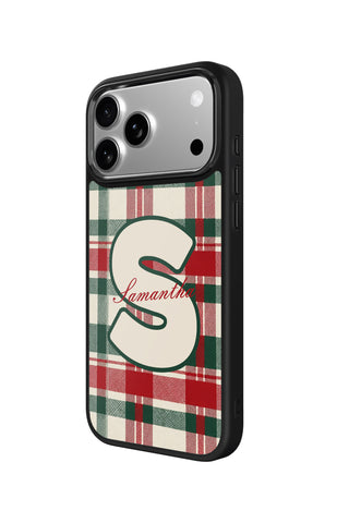 Side view and button details of custom monogram iPhone case by MultiCustomize