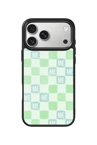 Custom Monogram iPhone 17 Pro Max Case, Mint Watercolor Tiles Design by MultiCustomize
