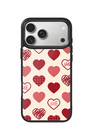 Custom Monogram iPhone 17 Pro Max Case, Mixed Hearts Design by MultiCustomize