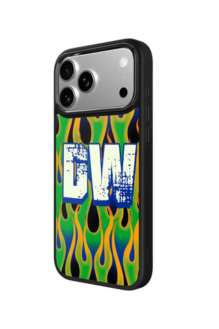 Side view and button details of custom monogram iPhone case by MultiCustomize