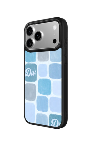 Side view and button details of custom monogram iPhone case by MultiCustomize