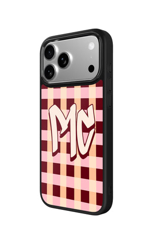 Side view and button details of custom monogram iPhone case by MultiCustomize