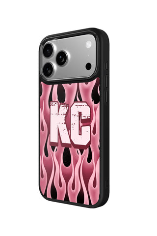Side view and button details of custom monogram iPhone case by MultiCustomize