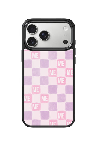 Custom Monogram iPhone 17 Pro Max Case, Pink Lavender Tiles Design by MultiCustomize