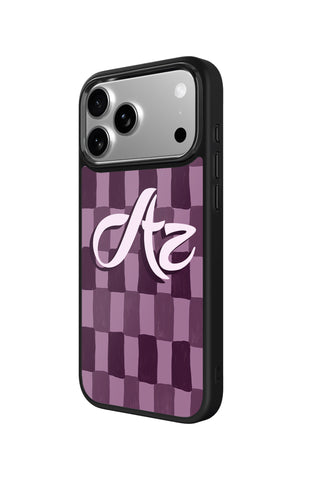 Side view and button details of custom monogram iPhone case by MultiCustomize