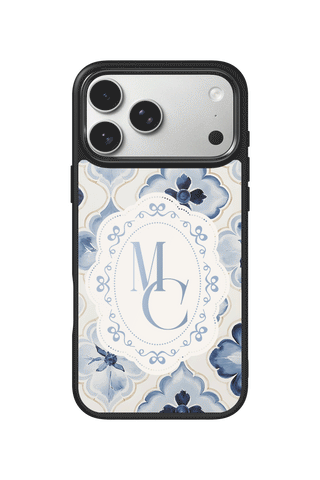 Custom Monogram iPhone 17 Pro Max Case, Porcelain Aesthetic Design by MultiCustomize