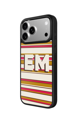 Side view and button details of custom monogram iPhone case by MultiCustomize