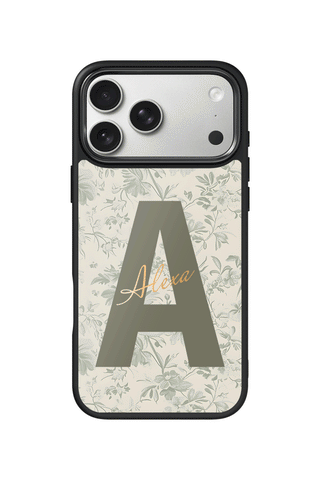Custom Monogram iPhone 17 Pro Max Case, Sage Bloom Design by MultiCustomize