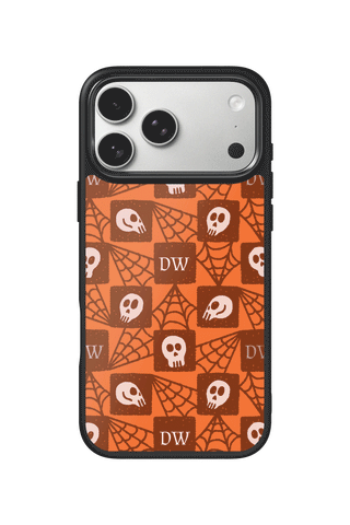 Custom Monogram iPhone 17 Pro Max Case, Skull Tiles Design by MultiCustomize