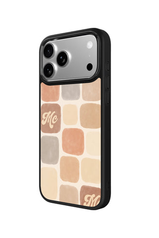 Side view and button details of custom monogram iPhone case by MultiCustomize