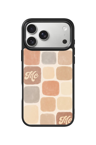 Custom Monogram iPhone 17 Pro Max Case, Soft Neutral Grid Design by MultiCustomize