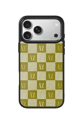 Custom Monogram iPhone 17 Pro Max Case, Stripe Checker Design by MultiCustomize
