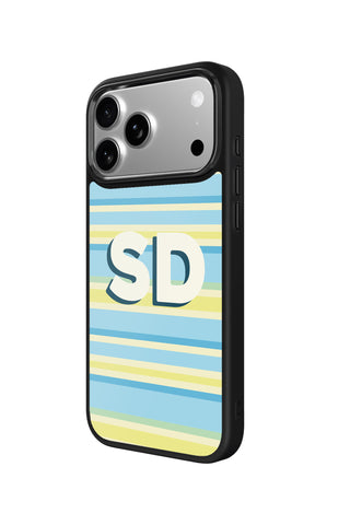 Side view and button details of custom monogram iPhone case by MultiCustomize