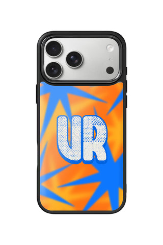 Custom Monogram iPhone 18 Pro Max Case, blue burst Design by MultiCustomize